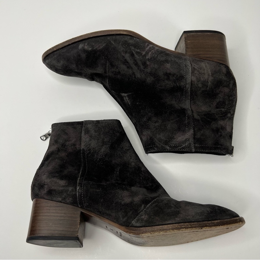 Rag & Bone Wesley Waxed Suede Bootie Asphalt Gray Size EU 39